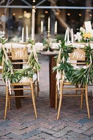 Laurel Leaf Wreath Chair Backs With Mr And Mrs Calligraphy Signage Wedding Chair Decorations Wedding Chairs Wedding Reception Chairs