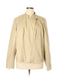 Details About Calvin Klein Women Brown Faux Leather Jacket 3 X Plus