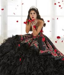 Rose Charro Quinceanera Dress By House Of Wu 26892 Black Quinceanera Dresses Charro Quinceanera Dresses Pretty Quinceanera Dresses