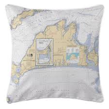 Marthas Vineyard Nautical Chart Pillow