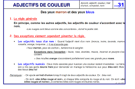 Les Adjectifs De Couleur Les Adjectifs De Couleur Les Adjectif Adjectifs