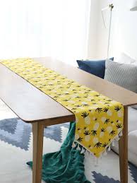 Pineapple Print Table Runner Shein Printed Table Runner Table Home Decor