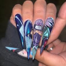 Jas On Instagram So I Ve Been Watching Naruto Nonstop Lately Which Was My Favorite Childhood Show I Anime Nails Stylish Nails Art Long Square Acrylic Nails