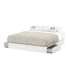 King Modern Platform Bed With Storage Drawers In White Finish Platform Bed With Storage King Size Platform Bed Modern Platform Bed