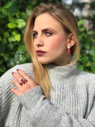 Orecchini in pietra margherita, granato e labradorite bianca