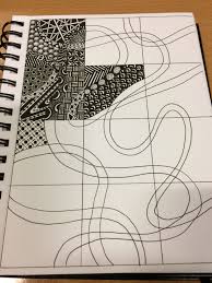 Neat Idea On How To Break Up A Page Into Smaller Bits But Still Have Something Run Through It Zentangle Patterns Zentangle Drawings Doodle Patterns