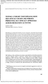 The purpose of this page is for self activities subject. Pdf Testing A Theory That Explains How Self Efficacy Beliefs Are Formed Predicting Self Efficacy Appraisals Across Recreation Activities