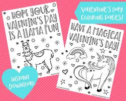 These free printable unicorn coloring pages are super sweet and fun for unicorn fans of all ages! Unicorn And Llama Valentine Coloring Pages Unicorn Coloring Etsy