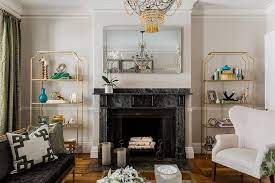4.7 out of 5 stars 34. Black Marble Fireplace Mantel With Gold Leaf Etagere Transitional Living Room