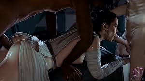 Rey from Star Wars Proneboned in Rough 3D Threesome Porn Animation