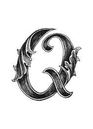 Leaf Script Q Art Print Alphabet Art Tattoo Lettering Framed Art Prints