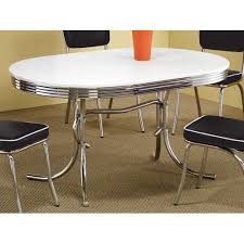 Amazon Com Coaster 50 S Retro Nostalgic Style Oval Dining Table Chrome Plated Formica Kitchen Ta Oval Table Dining Retro Dining Table Retro Kitchen Tables