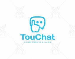 Touch Screen Message Logo Design Online Communication Vector Speech Bubble And Touching Hand Online Logo Design Message Logo Logo Design