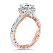 Rose gold engagement rings are also especially beautiful because of their stunning blush pink color, which alludes to the love and devotion engagement rings represent. 18k White And Rose Gold Halo Engagement Ring Sausalito Jewelers