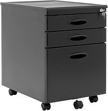 Finished on all sides for versatile placement; Amazon Com Calico Designs Metal Full Extension Locking 3 Drawer Mobile File Cabinet Assembled Except Casters For Legal Or Letter Files With Supply Organizer Tray In Black Mobile File Cabinets Furniture