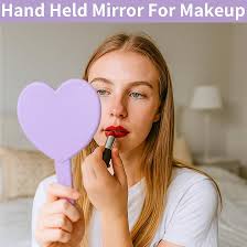 TBWHL Heart-Shaped Travel Handheld Mirror, Cosmetic Hand Mirror with Handle  Purple : Amazon.in: Beauty