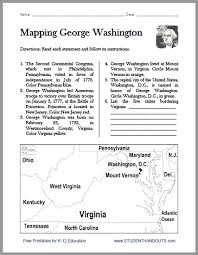 George Washington Map Worksheet Free To Print Pdf File For Grades 4 6 Socialstudies George Washington Lessons George Washington Reading Washington Map