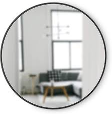 Light that bounces off a mirror will show an image of whatever is in front of it, when focused through the lens of the eye or a camera. Amazon Com Umbra 358370 040 Hub Wall Mirror With Rubber Frame 37 Inch Round Wall Mirror For Entryways Washrooms Living Rooms And More Doubles As Modern Wall Art Black Home Kitchen