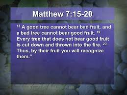 A bad tree will not bear good fruit. Producing Fruit Matthew 7 18 Galatians 5 Matthew 7 15 20 Watch Out For False Prophets They Come To You In Sheep S Clothing But Inwardly They Ppt Download