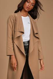 Email preferences this link opens in a new tab. Sage The Label Hanna Camel Coat Open Front Coat Draped Coat Lulus