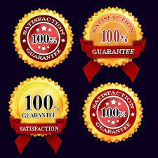 Golden Badges 100 Satisfaction Guarantee Badges With Red Ribbon Golden Guarantee Badges Png Transparent Clipart Image And Psd File For Free Download Red Ribbon Badge Ribbon Png