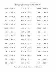 Decimal Multiplication Worksheets 5th Grade Ideas The Decimal 10 100 Or 1000 Horizontal 45 Per In 2020 Decimals Worksheets Free Math Worksheets Multiplying Decimals