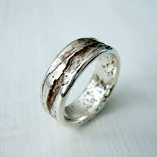 Simple Silver Birch Bark Or Wood Grain Wedding By Oneloomstudio 140 00 Handmade Wedding Rings Rustic Wedding Rings Sterling Silver Wedding Rings