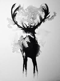 Black And White Deer Picture An Entry From Deer Art White Art Watercolor Art