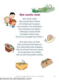 Des Activites Autour De La Chanson Une Souris Verte Pour Les Eleves De Activites Autour Chanson Learning French For Kids French Poems Kids Poems