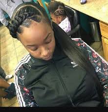 Front Braid Low Ponytail Weave Ponytail Hairstyles Ponytail Styles Hair