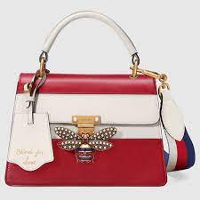 gucci queen margaret真皮手提包 modesens