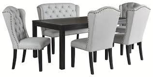 Modern dining room set living room chairs set dining table set outdoor dining set dining room nordic style cheap price mdf top panel tables and velvet chairs dinning room furniture dining tables set 6 seater. Ashley Furniture Jeanette 490370221 6 Piece Rectangular Dining Table 4 Upholstered Side Chairs And Upholstered Bench Sam Levitz Furniture Table Chair Set With Bench