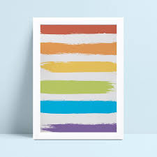 Placa infantil decoração quarto listras horizontal colorido - Quadros  23x33cm | Conspecto