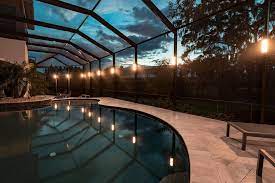 Led Sconces By Sunset Lighting Design Llc Tampa Fl Pool Cage Lighting Lanai Lighting Pool Enclosure Lighting