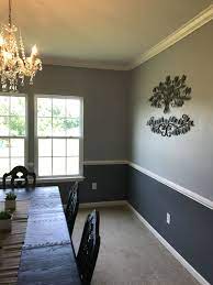 Chair rail protects the wall from the backs of chairs and other furniture contact. Dining Room Sherwin Williams Downing Slate Chair Rail Sherwin Williams Colonial Reviva Bedroom Paint Colors Master Dining Room Paint Colors Best Bedroom Colors