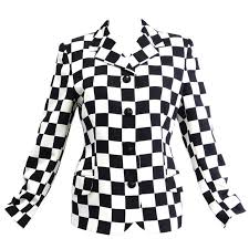 Black And White Checkered Jacket Gianni Versace Couture Silk Checkered Jacket 1994 In 2020 Checkered Jacket Gianni Versace Versace Couture