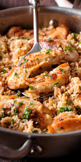 Chicken With Garlic Parmesan Rice Chicken Dinner Recipes Chicken Recipes Chicken Dinner