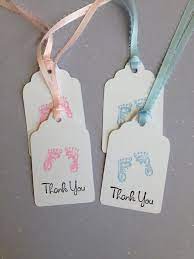 Set Of 12 Thank You Baby Footprint Tag Baby By Moomoohandmadecards Lembranca Cha De Bebe Lembracinhas Para Cha De Bebes Presentes Para Cha De Bebe