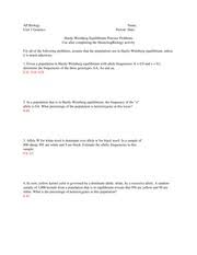 Worksheets are , hardy weinberg equilibrium work 4, hardy weinberg equilibrium problems, name clams, hardy weinberg equilibrium work 3, hardy weinberg problem set key, human genetic variation hardy weinberg equilibrium, background. Hw Practice 1 Apbiology Unit3genetics Name Period Date Unless Itisnotedotherwise 1 Givenapopula Course Hero