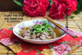 kit wai s kitchen 虾酱芫荽蒸五花腩片 steamed pork belly with shrimp sauce and coriander pork belly shrimp sauce pork