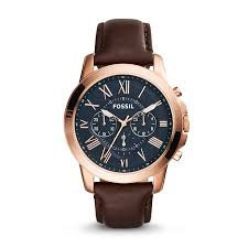 Fossil Mens Grant Chronograph Brown Leather Watch Style