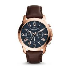 fossil mens grant chronograph brown leather watch style