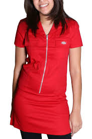 Dickies Girl Annie Zipper Front Dress In Red In 2020 Dickies Dress Dresses Shorts With Pockets