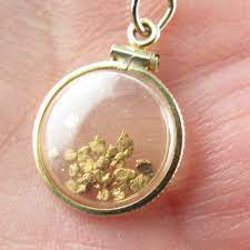 Vintage Genuine Gold Nugget Necklace Locket Placer Gold Alaska No 001395 Hs Nugget Necklace Gold Nugget Placer Gold