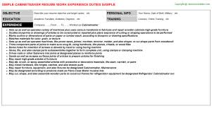 Cover letter maker is the perfect platform for those who need advanced cover letter help and excellent resume tips. Cabinetmaker Resume Sample