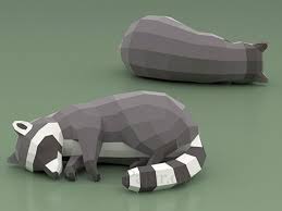 Model Sleeping Raccoon Raccoon Papercraft Low Poly Raccoon Paper Raccoon Animal Papercraft Pepakura Raccoon In 2020 Paper Animals Paper Models Free Paper Models
