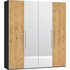 Schrank Schweizer 204 Eiche Furnier schwarz, mit Spiegel