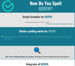 Correct Spelling For Queen Infographic Spellchecker Net