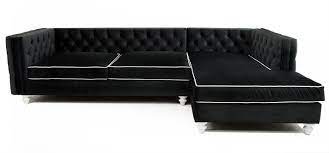 Kasey 84 wide velvet reversible sofa & chaise. New Deep Inside Out Sectional In Black Velvet Modshop