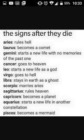 Well, that's their life motto! Zodiac Signs After Death Wattpad